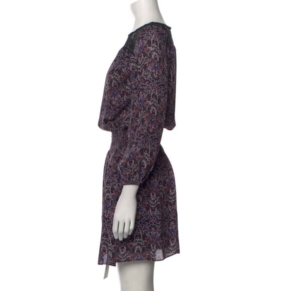 Joie Amedeo Silk Blouson Paisley Dress with Shirred Waist and Lace Yoke Size XS - Picture 7 of 14